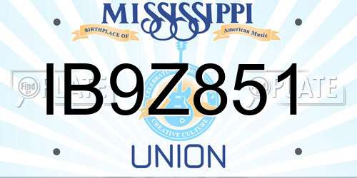 IB9Z851 Mississippi License Plate