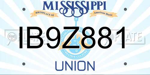 IB9Z881 Mississippi License Plate