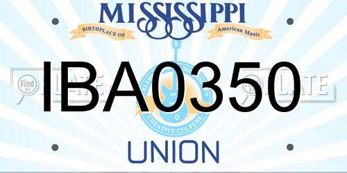 IBA0350 Mississippi License Plate
