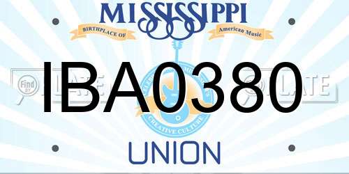 IBA0380 Mississippi License Plate
