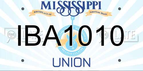 IBA1010 Mississippi License Plate