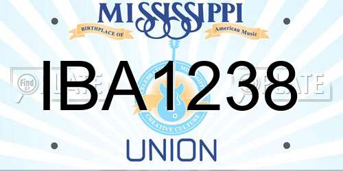 IBA1238 Mississippi License Plate