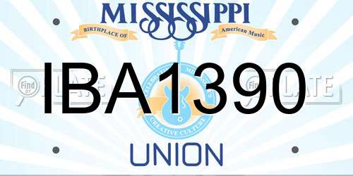 IBA1390 Mississippi License Plate