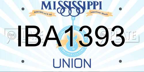 IBA1393 Mississippi License Plate