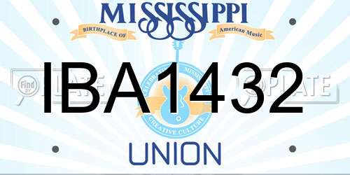 IBA1432 Mississippi License Plate