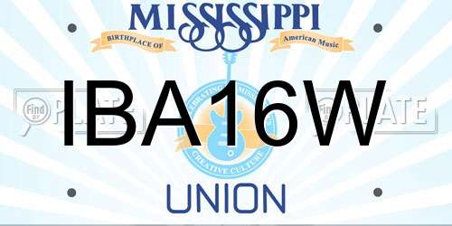 IBA16W Mississippi License Plate