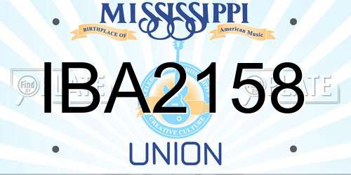 IBA2158 Mississippi License Plate
