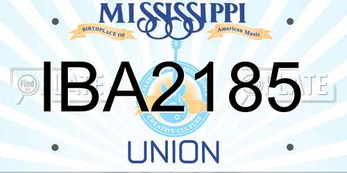 IBA2185 Mississippi License Plate