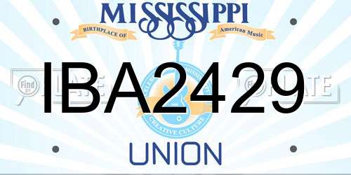 IBA2429 Mississippi License Plate