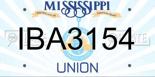 IBA3154 Mississippi License Plate