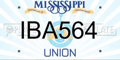IBA564 Mississippi License Plate