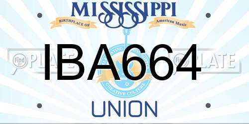 IBA664 Mississippi License Plate