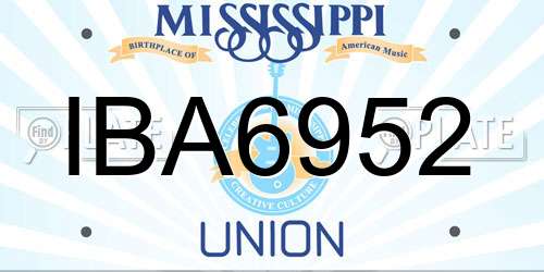IBA6952 Mississippi License Plate