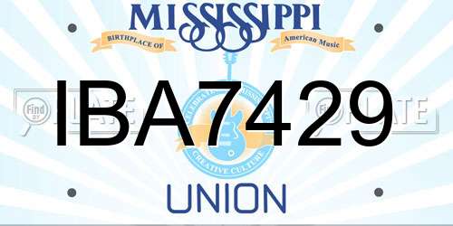 IBA7429 Mississippi License Plate