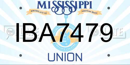 IBA7479 Mississippi License Plate