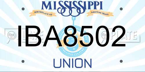 IBA8502 Mississippi License Plate