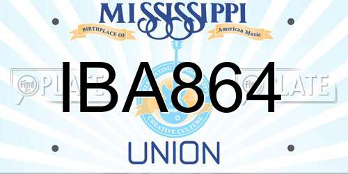 IBA864 Mississippi License Plate