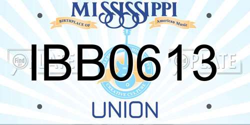 IBB0613 Mississippi License Plate
