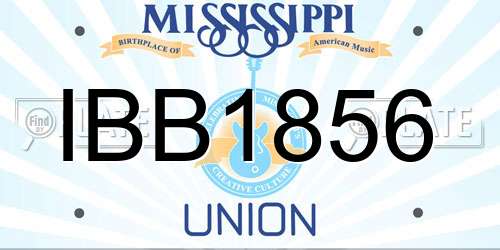 IBB1856 Mississippi License Plate