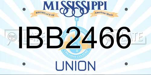 IBB2466 Mississippi License Plate