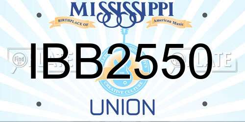 IBB2550 Mississippi License Plate