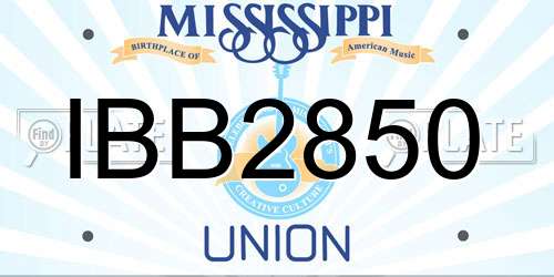 IBB2850 Mississippi License Plate