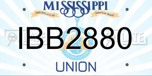 IBB2880 Mississippi License Plate