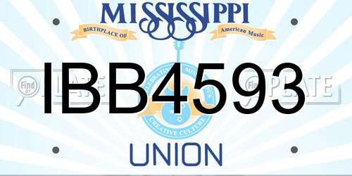 IBB4593 Mississippi License Plate