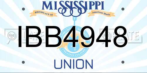 IBB4948 Mississippi License Plate