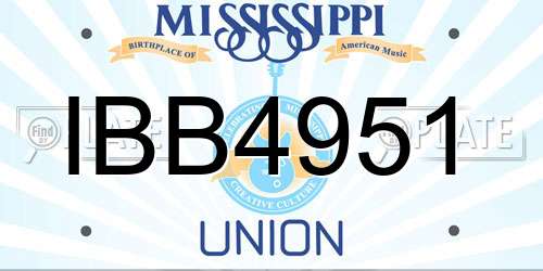 IBB4951 Mississippi License Plate