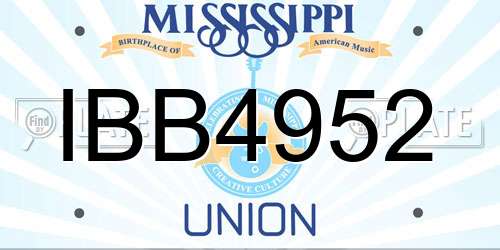 IBB4952 Mississippi License Plate
