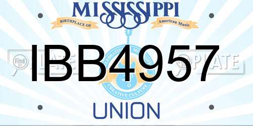 IBB4957 Mississippi License Plate
