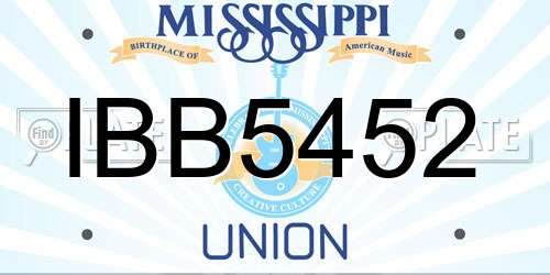 IBB5452 Mississippi License Plate