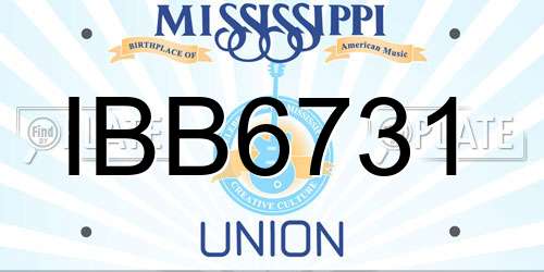 IBB6731 Mississippi License Plate