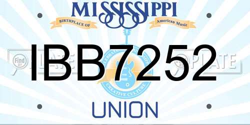 IBB7252 Mississippi License Plate