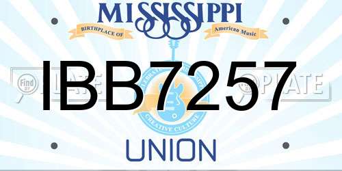 IBB7257 Mississippi License Plate