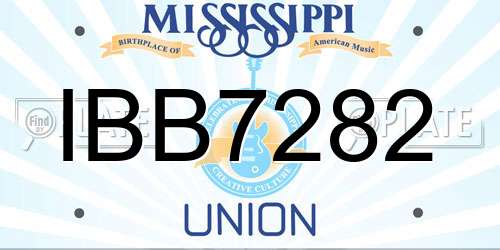 IBB7282 Mississippi License Plate