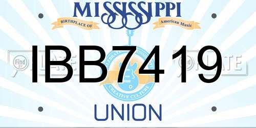 IBB7419 Mississippi License Plate