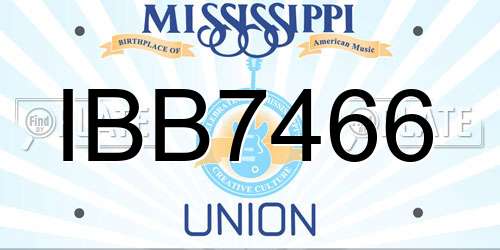 IBB7466 Mississippi License Plate