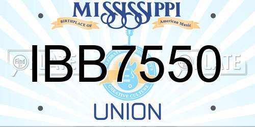 IBB7550 Mississippi License Plate
