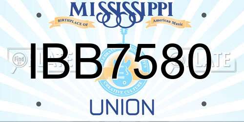 IBB7580 Mississippi License Plate