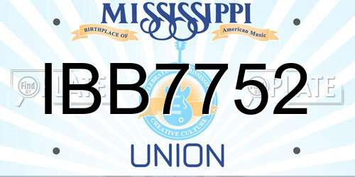IBB7752 Mississippi License Plate