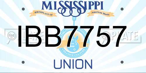 IBB7757 Mississippi License Plate
