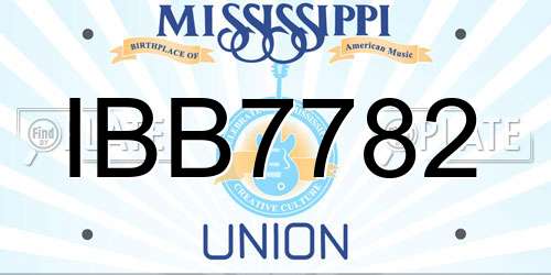 IBB7782 Mississippi License Plate