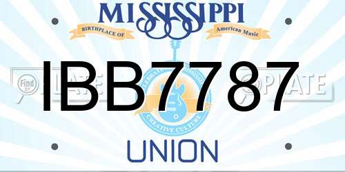 IBB7787 Mississippi License Plate