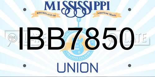 IBB7850 Mississippi License Plate