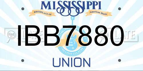 IBB7880 Mississippi License Plate