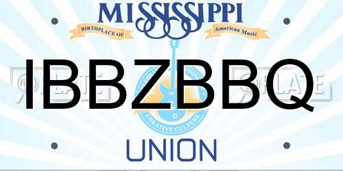 IBBZBBQ Mississippi License Plate