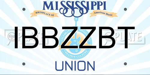 IBBZZBT Mississippi License Plate