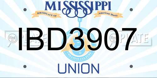IBD3907 Mississippi License Plate